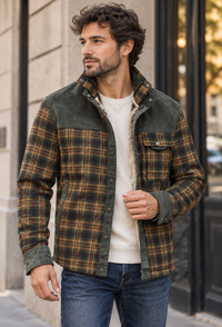 Surchemise homme à carreaux doublure effet mouton col montant - Valther