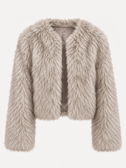 Veste courte pour femme effet fourrure à manches longues - Clémence