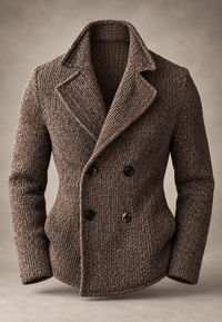 Herren-Strickjacke mit doppelter Knopfleiste und breiten Revers – Lucien