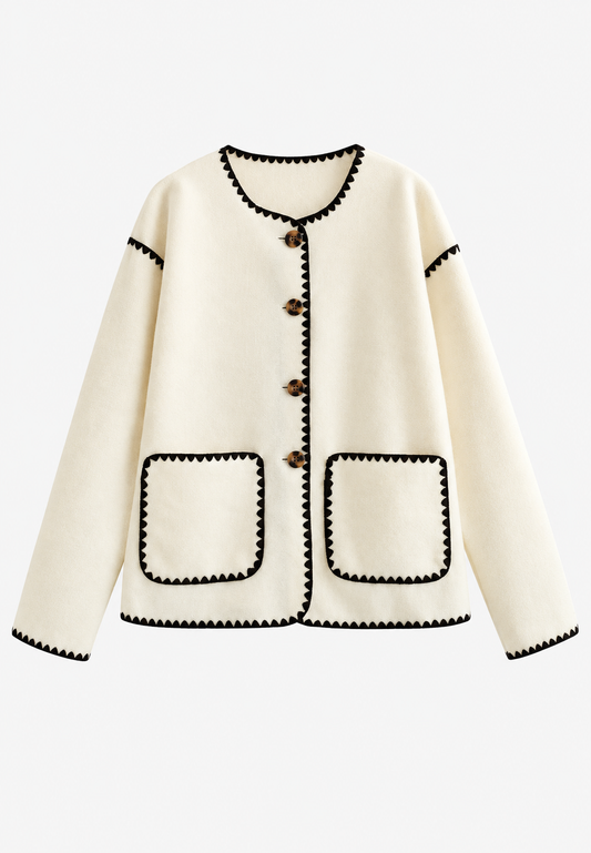 Veste en maille pour femme, color block, bordures contrastées - Émeline