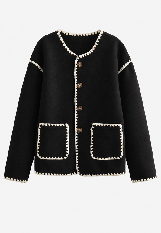Veste en maille pour femme, color block, bordures contrastées - Émeline