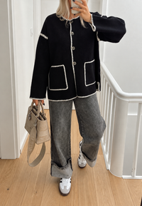Damen-Strickjacke im Color-Block-Design mit kontrastierenden Bündchen – Émeline