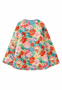 Veste fleurie femme évasée à matelassage en losanges et volants - Clotilde