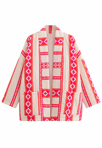 Veste kimono matelassée femme à imprimé ethnique géométrique - Tove