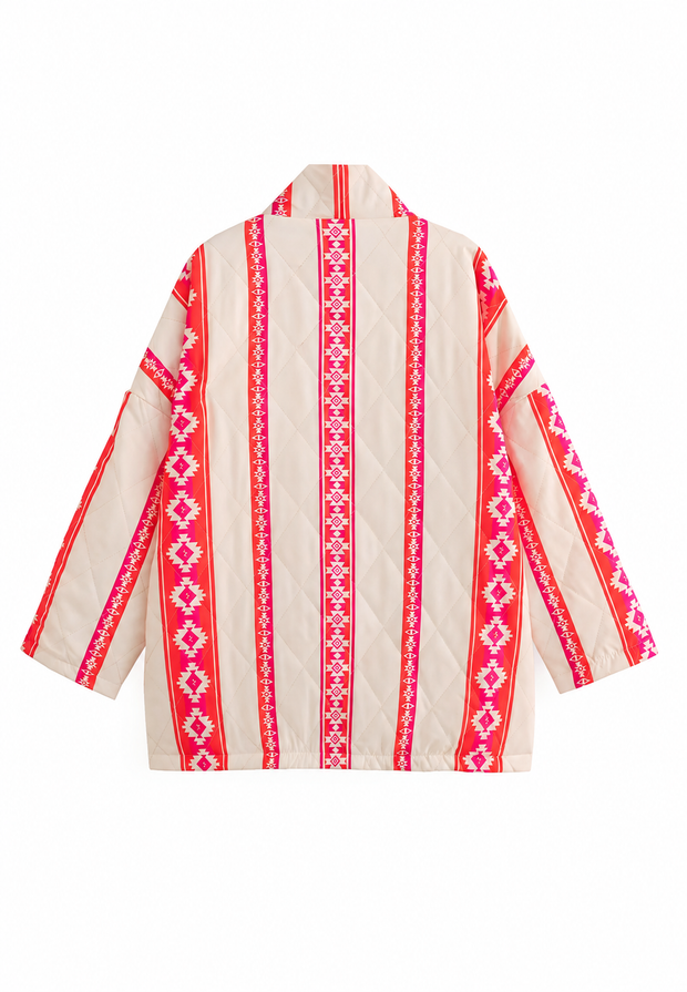 Veste kimono matelassée femme à imprimé ethnique géométrique - Tove