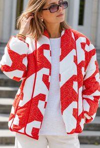 Veste kimono matelassée femme à imprimé abstrait géométrique - Madelon