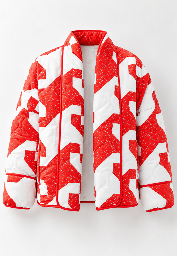 Veste kimono matelassée femme à imprimé abstrait géométrique - Madelon