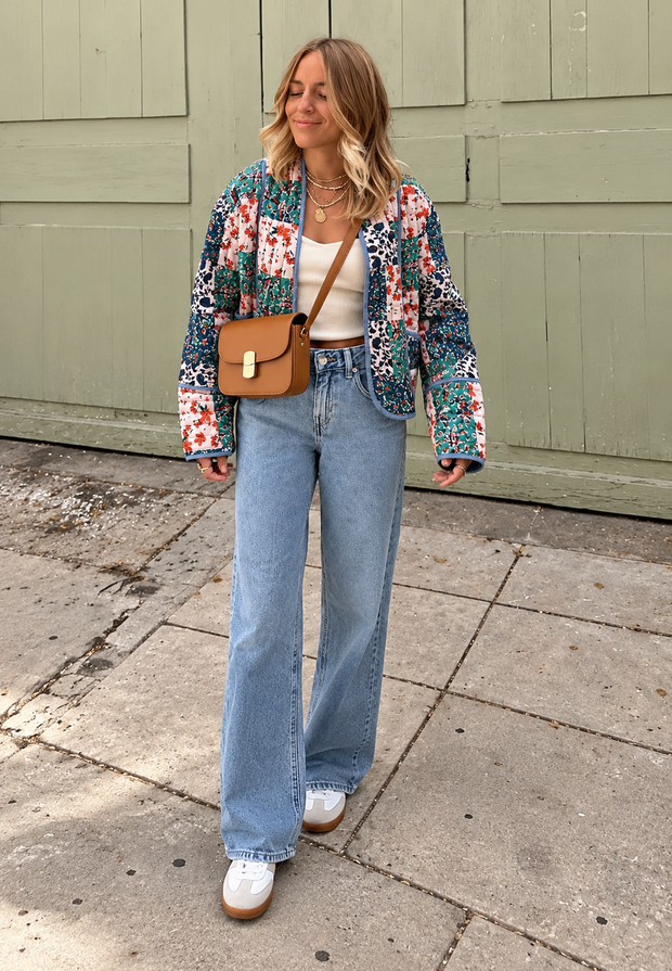 Veste matelassée femme à imprimés floraux combinés - Vetilia