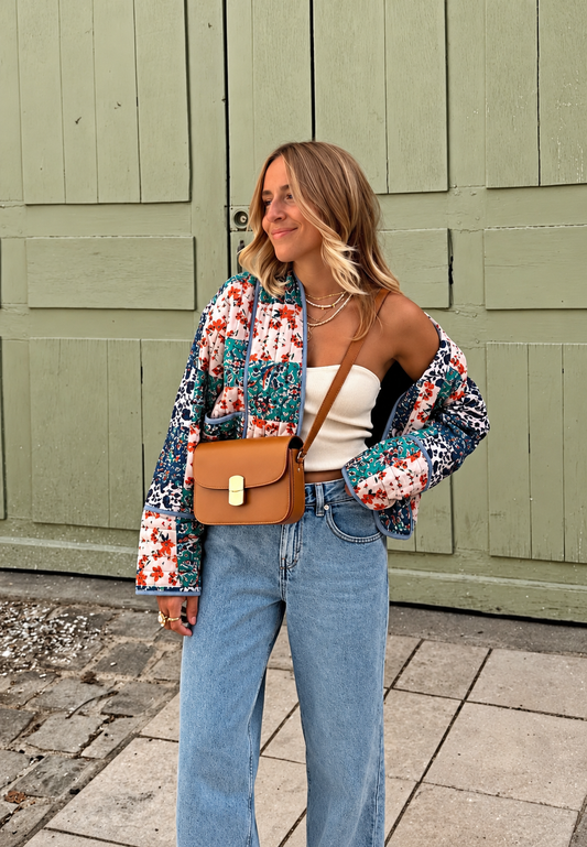 Veste matelassée femme à imprimés floraux combinés - Vetilia