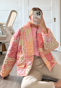 Veste matelassée femme à petites fleurs et col à revers - Zinnia