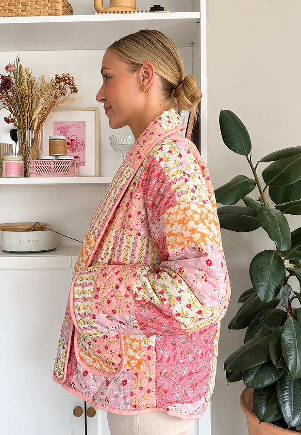 Veste matelassée femme à petites fleurs et col à revers - Zinnia