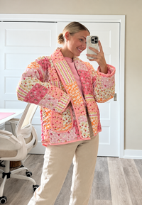 Veste matelassée femme à petites fleurs et col à revers - Zinnia