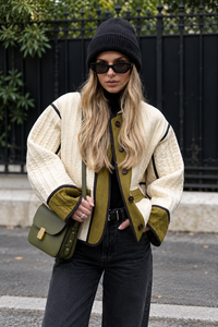 Veste femme à matelassage vertical et bordures contrastantes - Vesna
