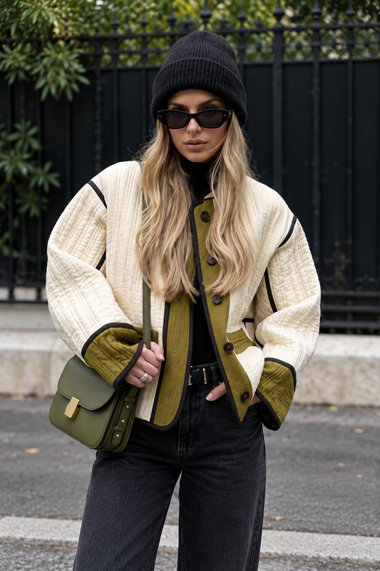 Veste femme à matelassage vertical et bordures contrastantes - Vesna