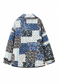 Veste matelassée femme à carreaux floraux et larges revers - Irmela