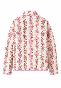 Veste matelassée fleurie femme à col montant et bordures - Ludovica