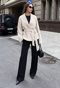 Veste femme effet daim à ceinture et manches amples - Nadia