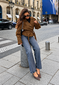 Veste femme effet daim à larges revers - Ariane