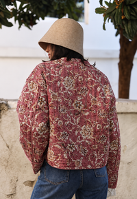 Veste femme à imprimé floral, matelassage en losanges et bordures - Orsina