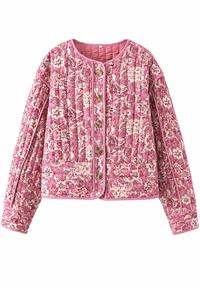 Veste femme à imprimé floral, matelassage en losanges et bordures - Orsina