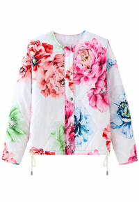 Veste femme à grandes fleurs et base ajustable - Fiorenza