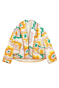 Veste femme à grandes fleurs et matelassage en losanges style bohème - Mirthe