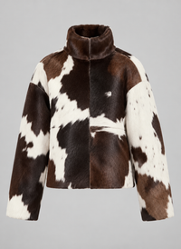 Veste femme en fourrure synthétique à motif vache, col montant - Gesine