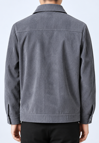 Herren-Cordjacke mit Hemdkragen, Brusttasche und Reißverschluss – Amaury