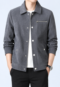 Herren-Cordjacke mit Hemdkragen, Brusttasche und Reißverschluss – Amaury