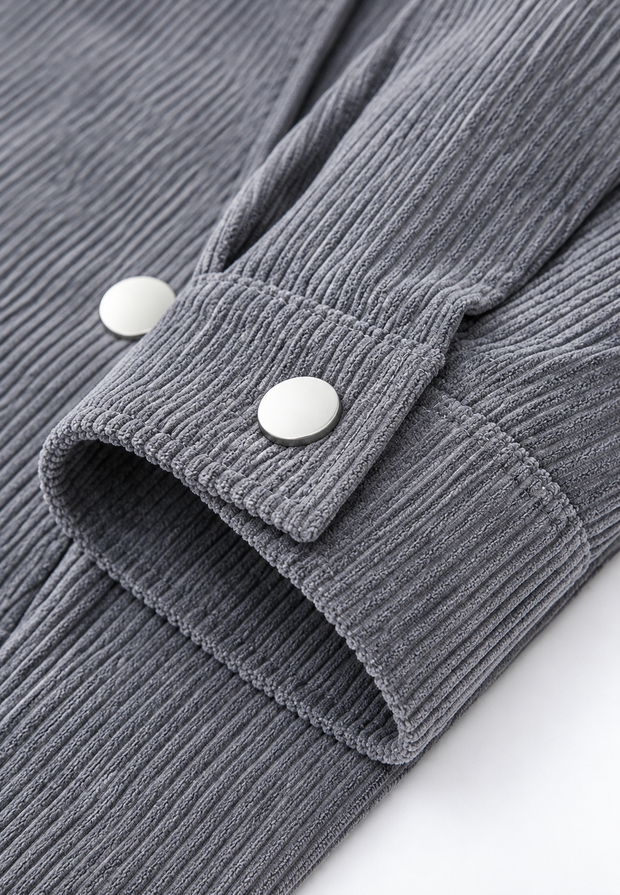 Herren-Cordjacke mit Hemdkragen, Brusttasche und Reißverschluss – Amaury