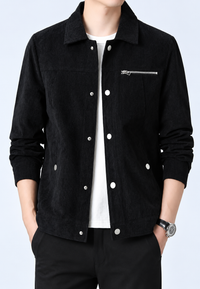 Herren-Cordjacke mit Hemdkragen, Brusttasche und Reißverschluss – Amaury