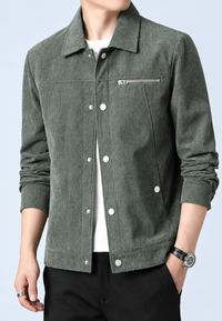 Herren-Cordjacke mit Hemdkragen, Brusttasche und Reißverschluss – Amaury