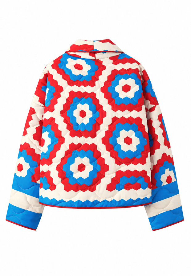 Veste kimono matelassée femme à grands motifs géométriques - Odette
