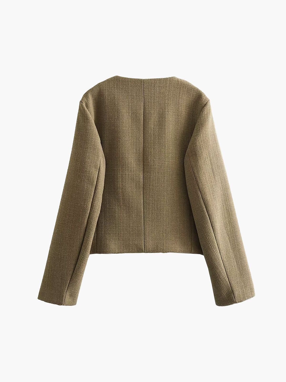 Kurze Tweedjacke für Damen mit goldenen Knöpfen und Rundhalsausschnitt – Miriam