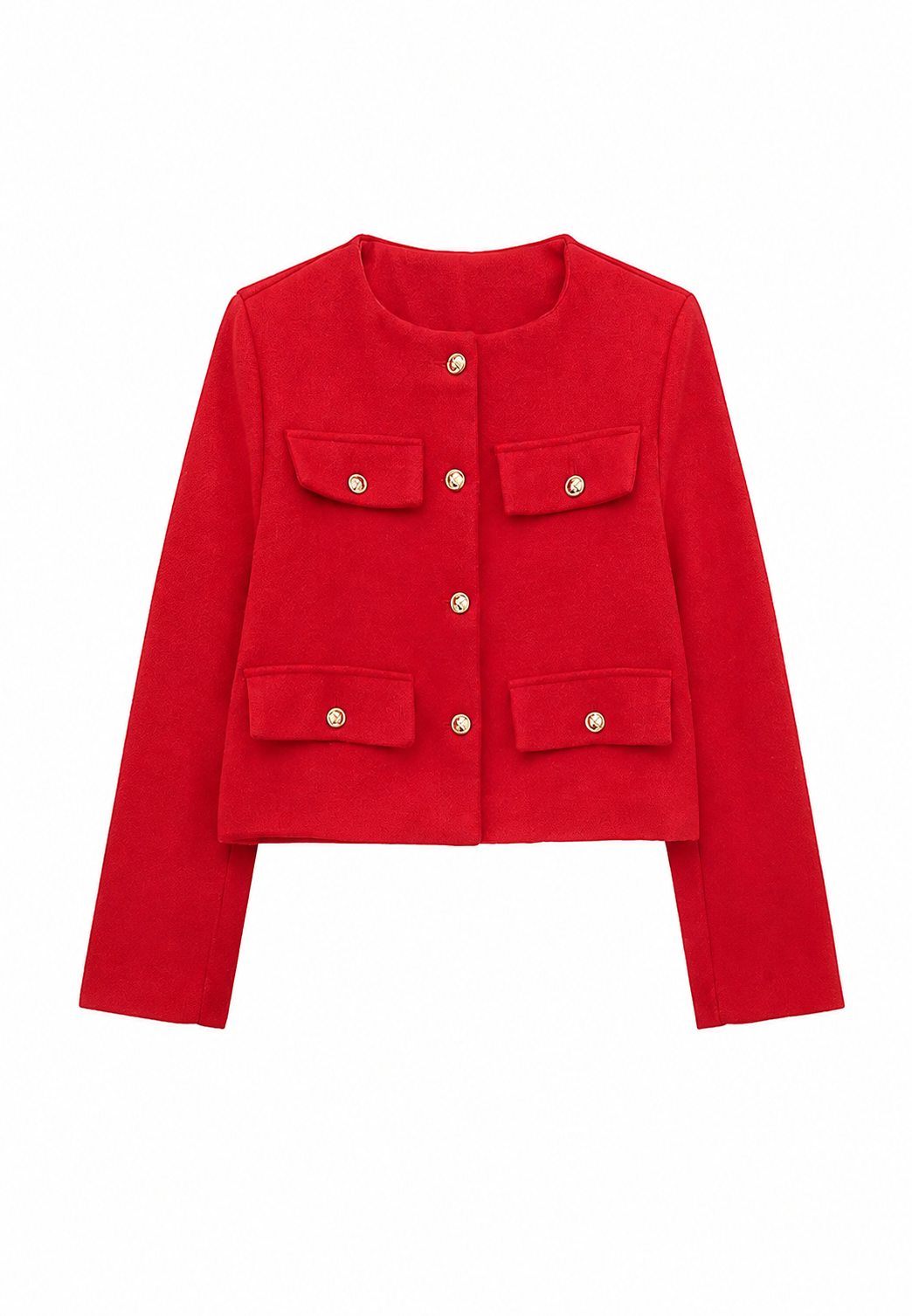 Kurze Tweedjacke für Damen mit Rundhalsausschnitt und Taschen – Susie