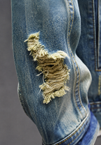 Herren-Jeansjacke in Slim-Fit-Passform mit Rissen und Wasch-Effekt – Levon
