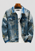 Herren-Jeansjacke in Slim-Fit-Passform mit Rissen und Wasch-Effekt – Levon