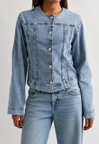 Taillierte Damen-Jeansjacke mit Rundhalsausschnitt – Sigrid