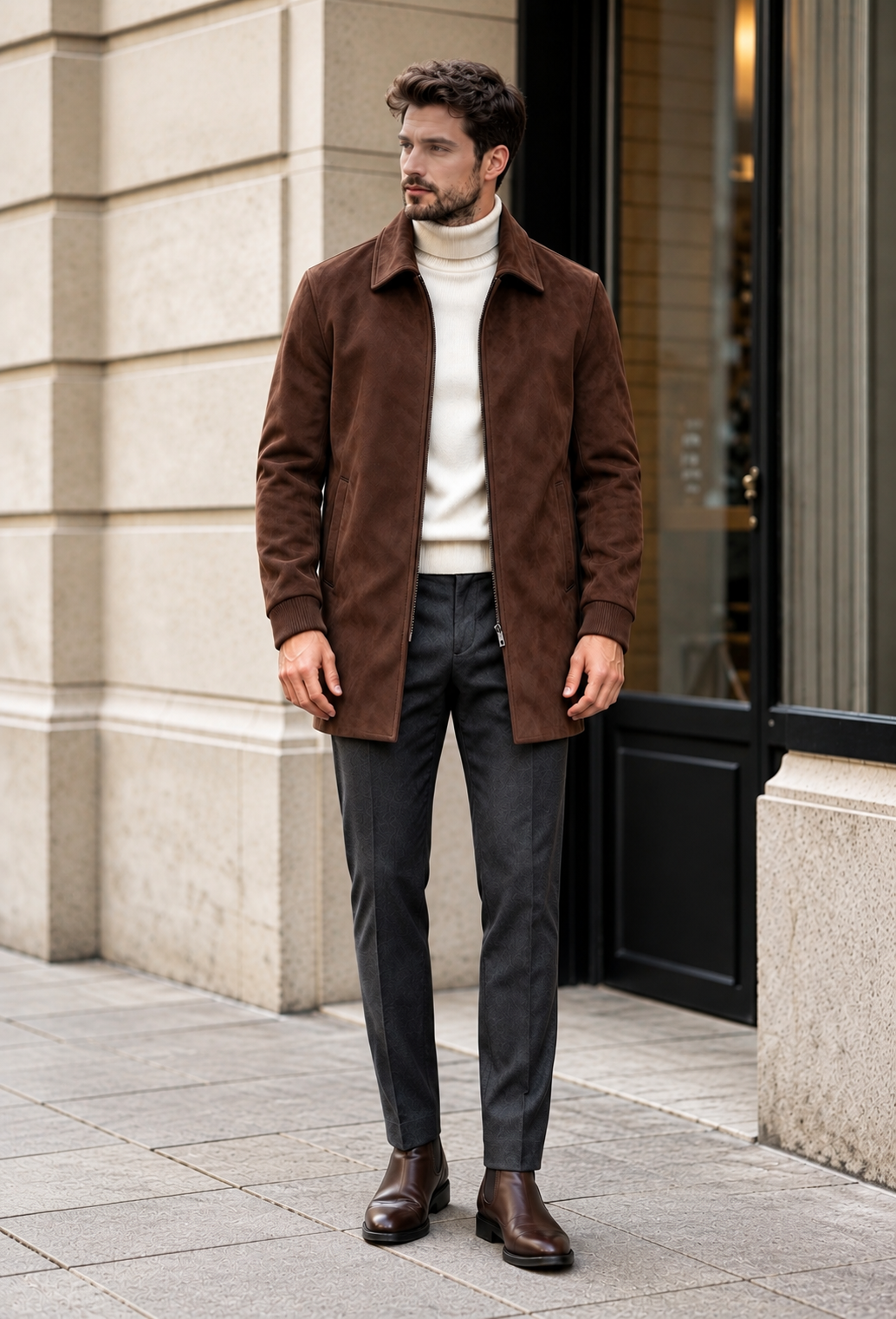 Veste pour homme effet daim avec zip - Darío