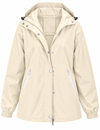 Wasserdichte Damen-Regenjacke mit Kapuze, Taschen und Reißverschluss – Verena