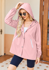Wasserdichte Damen-Regenjacke mit Kapuze, Taschen und Reißverschluss – Verena
