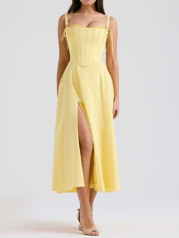 Emily - Robe jaune décontractée et féminine pour femme