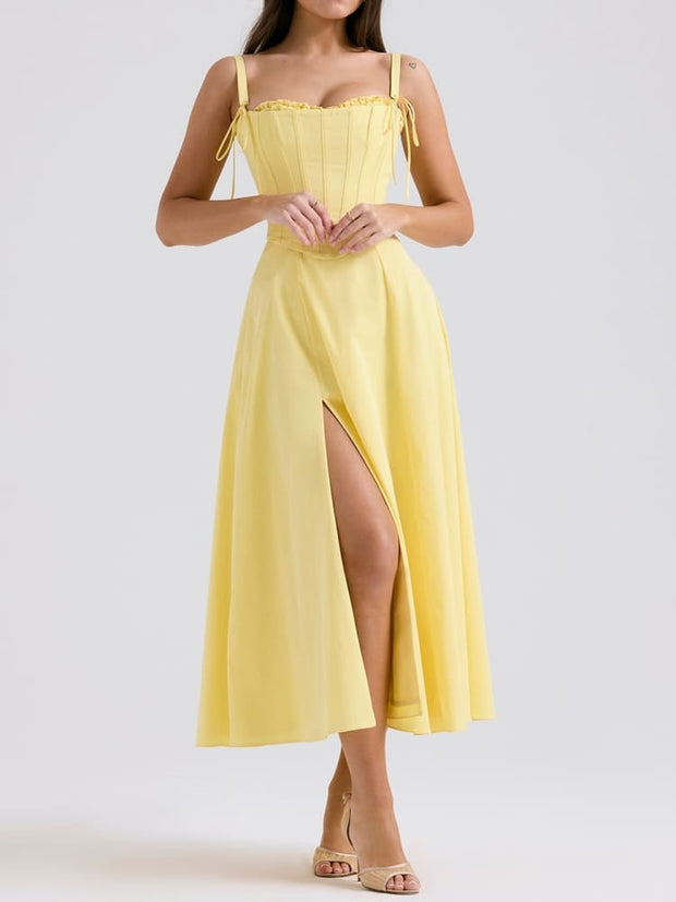 Emily - Robe jaune décontractée et féminine pour femme