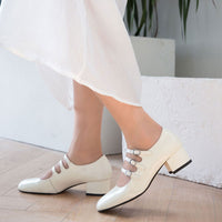 Ava - Escarpins à talon carré en cuir verni avec boucle