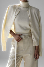 Damen-Set: ärmelloses Top mit hohem Kragen und kurzer Strickjacke – Celia