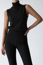 Damen-Set: ärmelloses Top mit hohem Kragen und kurzer Strickjacke – Celia