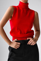 Damen-Set: ärmelloses Top mit hohem Kragen und kurzer Strickjacke – Celia
