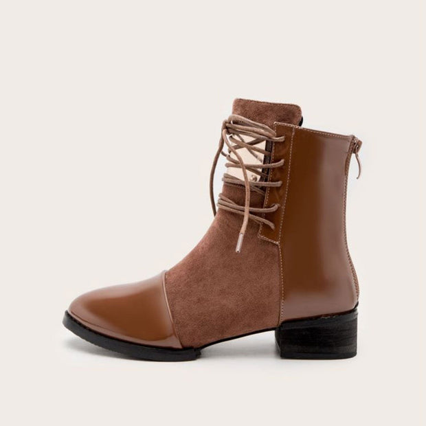 Anny - Bottines à lacets avec empiècements contrastants et touches métalliques
