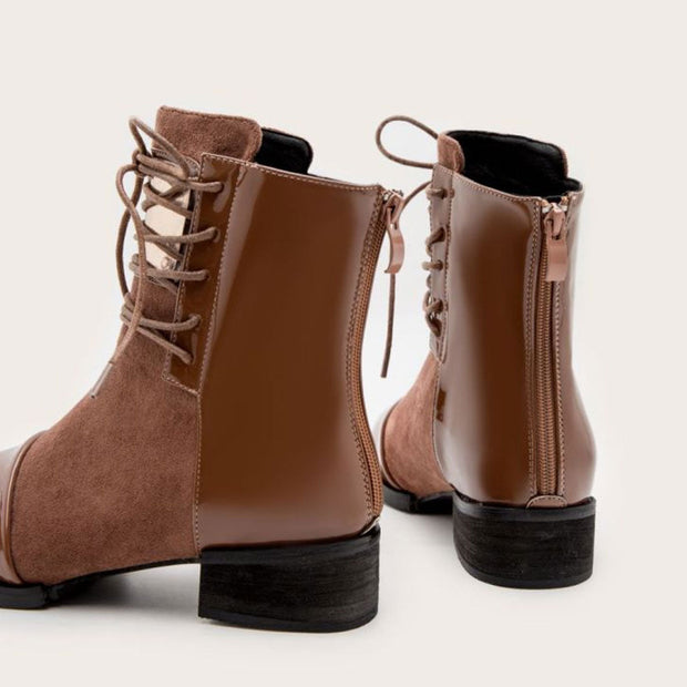 Anny - Bottines à lacets avec empiècements contrastants et touches métalliques