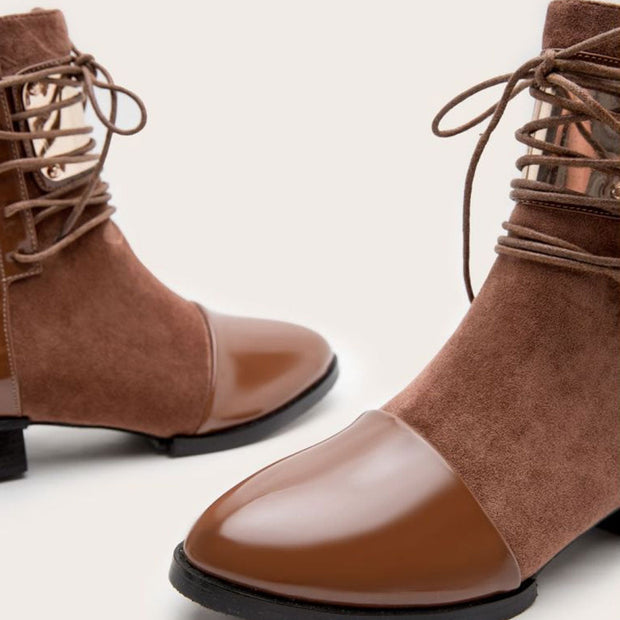 Anny - Bottines à lacets avec empiècements contrastants et touches métalliques